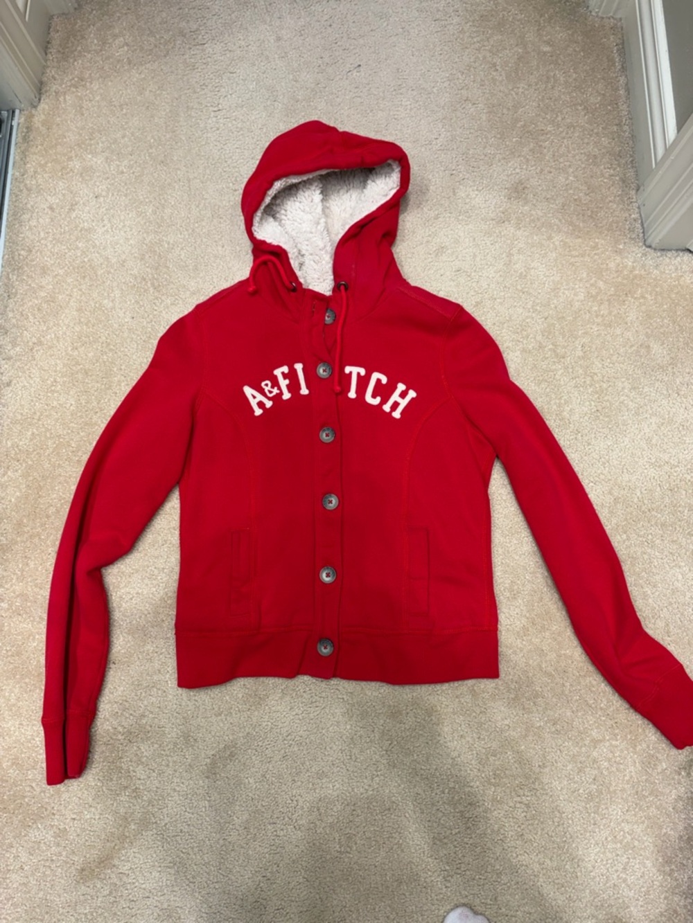 Abercrombie & Fitch Cream Sherpa-Lined Hood